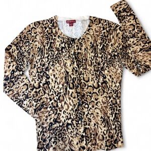 Merona Neutral Leopard-Pattern Cardigan - Cream/Tan/Black Women’s XS